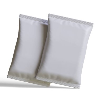 Kese ambalajı beyaz renk, gerçekçi 3B illüstrasyon