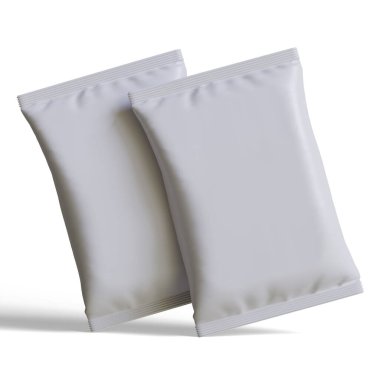 Kese ambalajı beyaz renk, gerçekçi 3B illüstrasyon