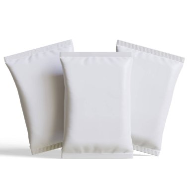 Kese ambalajı beyaz renk, gerçekçi 3B illüstrasyon