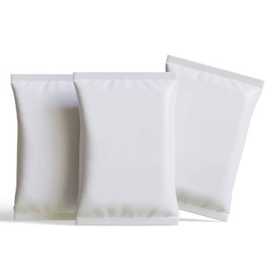 Kese ambalajı beyaz renk, gerçekçi 3B illüstrasyon