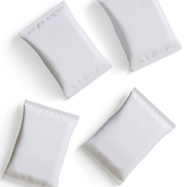 Kese ambalajı beyaz renk, gerçekçi 3B illüstrasyon