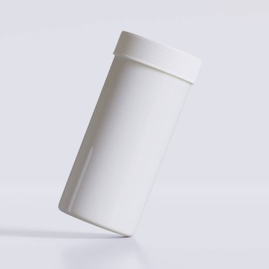 Tıbbi hap şişeleri için 3B görüntüleme beyaz renkli gerçekçi doku