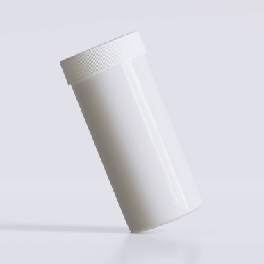 Tıbbi hap şişeleri için 3B görüntüleme beyaz renkli gerçekçi doku