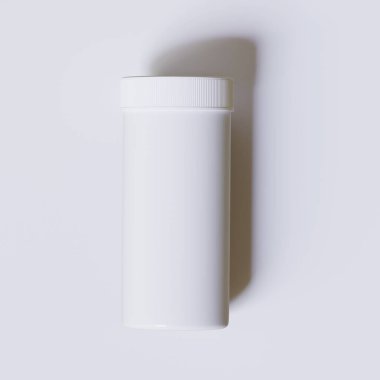 Tıbbi hap şişeleri için 3B görüntüleme beyaz renkli gerçekçi doku