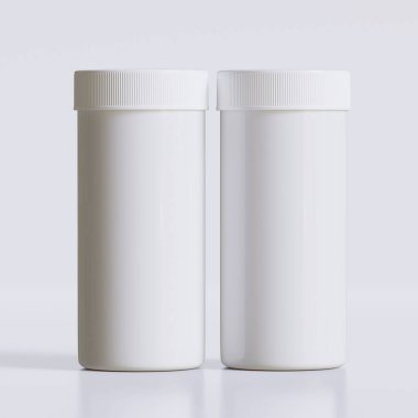 Tıbbi hap şişeleri için 3B görüntüleme beyaz renkli gerçekçi doku