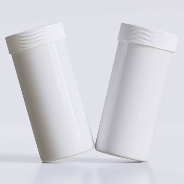 Tıbbi hap şişeleri için 3B görüntüleme beyaz renkli gerçekçi doku