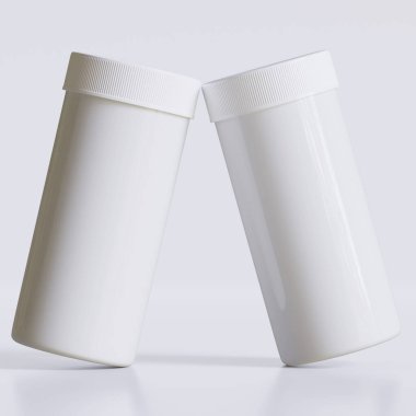 Tıbbi hap şişeleri için 3B görüntüleme beyaz renkli gerçekçi doku