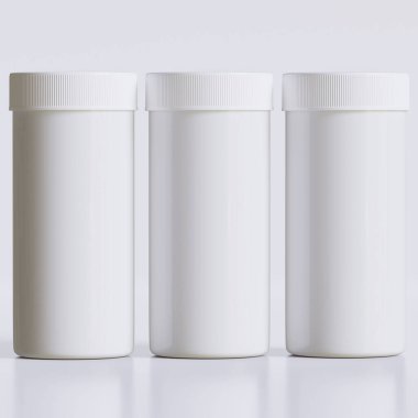 Tıbbi hap şişeleri için 3B görüntüleme beyaz renkli gerçekçi doku