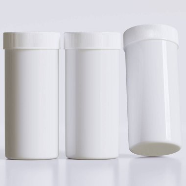 Tıbbi hap şişeleri için 3B görüntüleme beyaz renkli gerçekçi doku