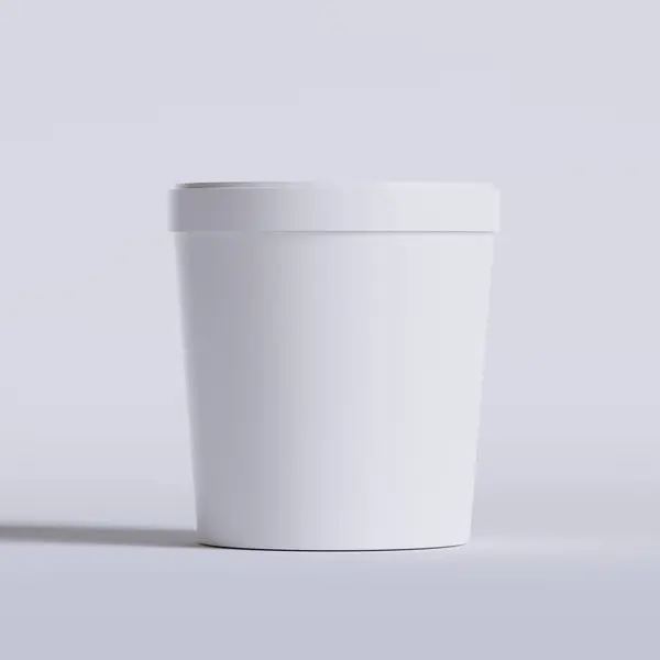 Ice cream buckets. Realistic blank white mockup of ice cream paper food container. 3D render illustration empty for mockup collection