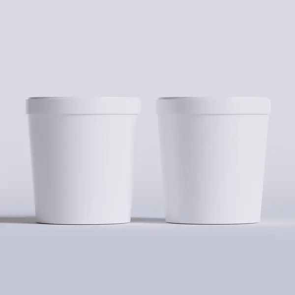 Παγωτατζίδικα Ρεαλιστική Λευκή Παραλλαγή Του Παγωτού Χάρτινου Δοχείου Φαγητού Καθιστούν — Φωτογραφία Αρχείου