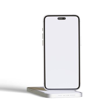 Model koleksiyonu için gerçekçi telefon, 3B illüstrasyon beyaz arkaplan rengi