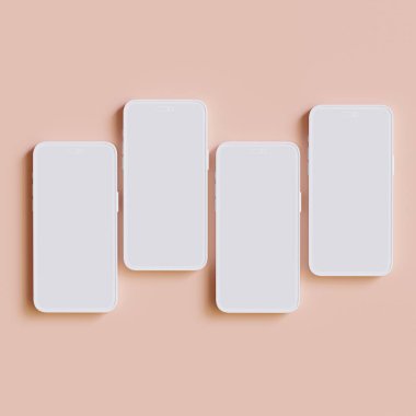 Model koleksiyonu için minimalist modern kil sunum, uygulama görüntüleme, bilgi grafikleri için akıllı telefonlar