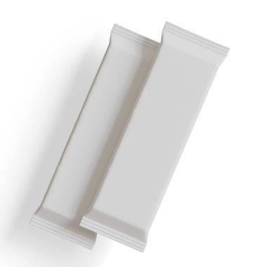 Beyaz arkaplanda abur cubur paketi beyaz rengi