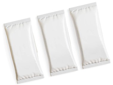 Beyaz arkaplanda protein çubuğu paketi