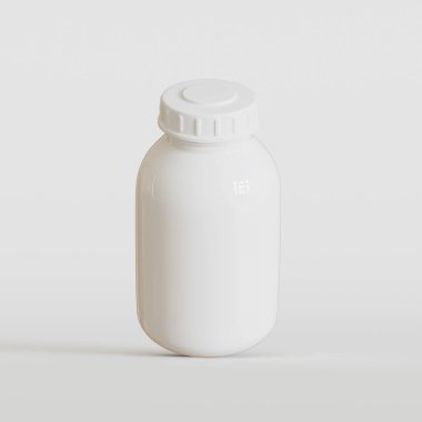 Beyaz arkaplanda gerçekçi beyaz şişe rengi 3D resimleme