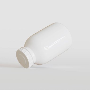 Beyaz arkaplanda gerçekçi beyaz şişe rengi 3D resimleme