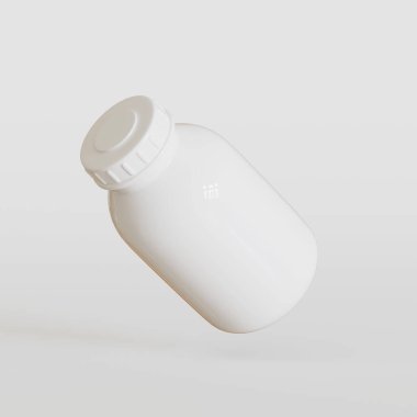 Beyaz arkaplanda gerçekçi beyaz şişe rengi 3D resimleme
