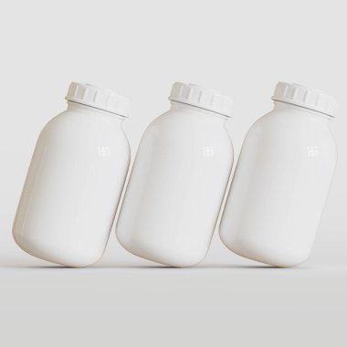 Beyaz arkaplanda gerçekçi beyaz şişe rengi 3D resimleme