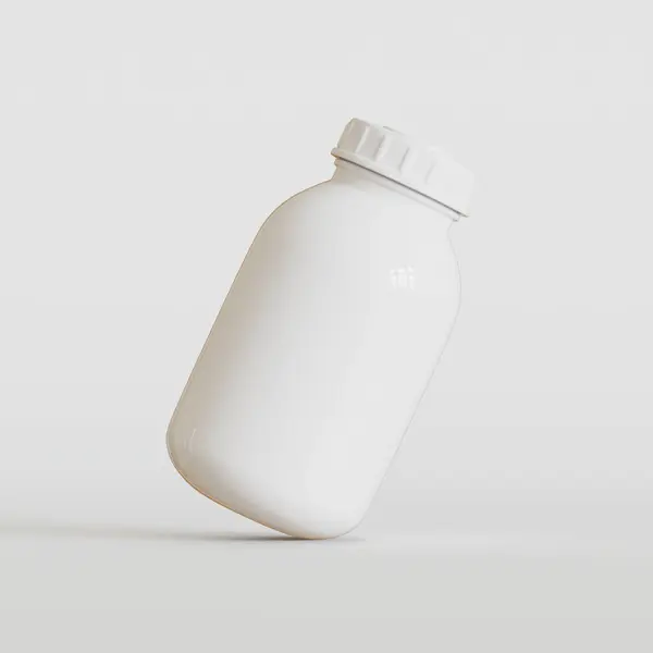 3Dイラストを描く白い背景の現実的なびんの白い色 — ストック写真