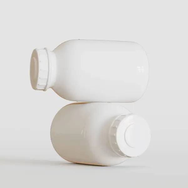 3Dイラストを描く白い背景の現実的なびんの白い色 — ストック写真
