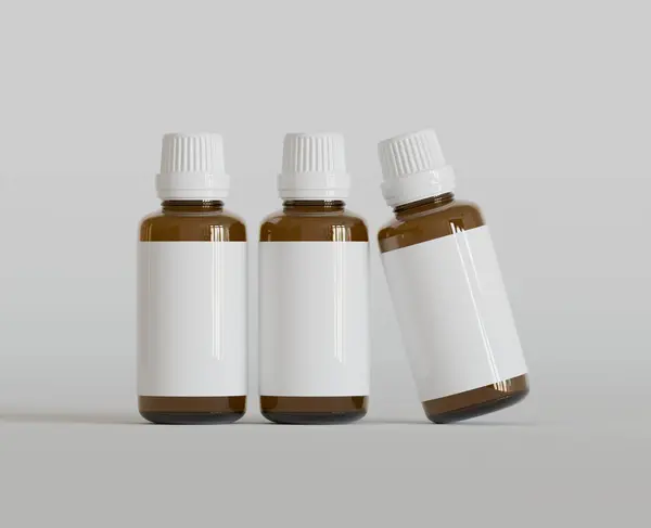 Dropper Bottle Mock Blank Label White Bright Background — Stock Photo, Image