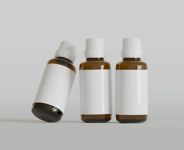 Dropper Bottle Mock Blank Label White Bright Background — Stock Photo, Image