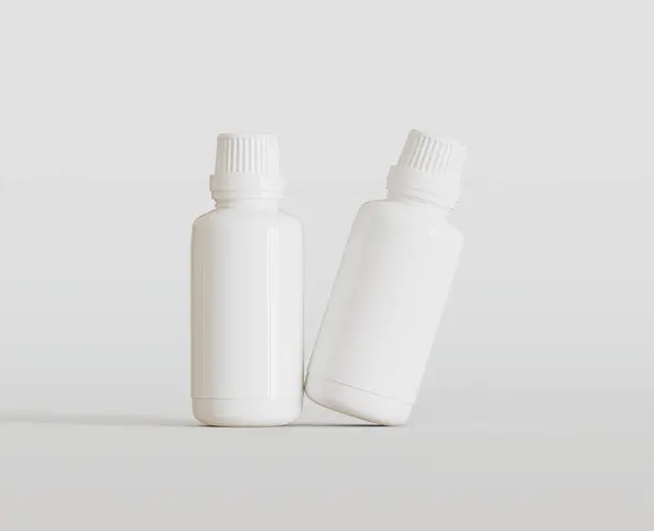 White Blank Bottle Medicine Beauty Product White Background Copy Space — Stock Photo, Image