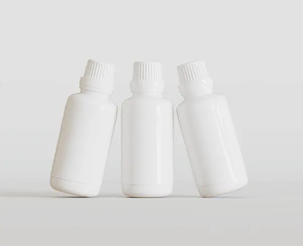 White Blank Bottle Medicine Beauty Product White Background Copy Space — Stock Photo, Image
