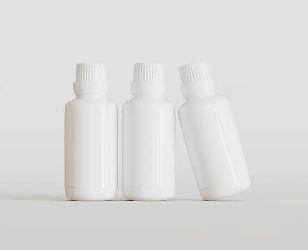 Bílá Prázdná Láhev Pro Medicínu Nebo Kosmetický Výrobek Bílém Pozadí — Stock fotografie