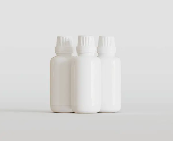 Bílá Prázdná Láhev Pro Medicínu Nebo Kosmetický Výrobek Bílém Pozadí — Stock fotografie