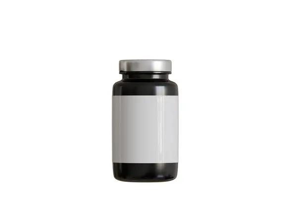 Amber Black Transparent Bottle Packing Pills Isolated White Background — Stock Photo, Image