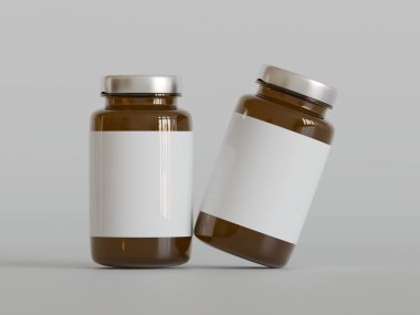 Amber Hapları Şişesi 3D Parlak veya beyaz arka plan