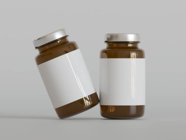 Amber Hapları Şişesi 3D Parlak veya beyaz arka plan