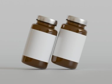 Amber Hapları Şişesi 3D Parlak veya beyaz arka plan