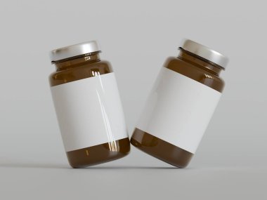 Amber Hapları Şişesi 3D Parlak veya beyaz arka plan