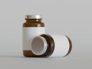 Amber Hapları Şişesi 3D Parlak veya beyaz arka plan