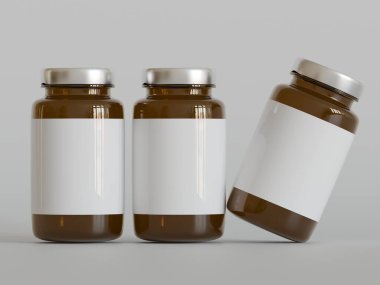 Amber Hapları Şişesi 3D Parlak veya beyaz arka plan