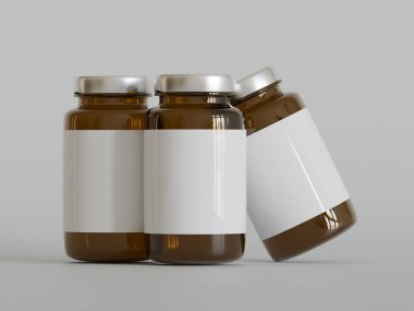 Amber Hapları Şişesi 3D Parlak veya beyaz arka plan