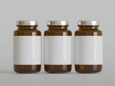 Amber Hapları Şişesi 3D Parlak veya beyaz arka plan
