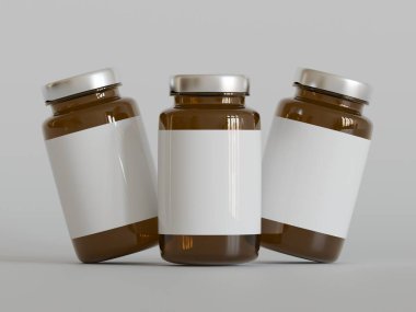 Amber Hapları Şişesi 3D Parlak veya beyaz arka plan