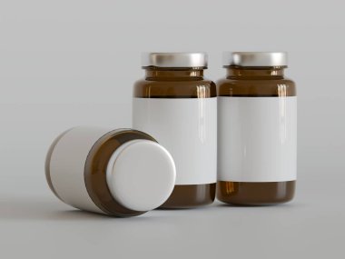 Amber Hapları Şişesi 3D Parlak veya beyaz arka plan