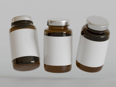 Amber Hapları Şişesi 3D Parlak veya beyaz arka plan