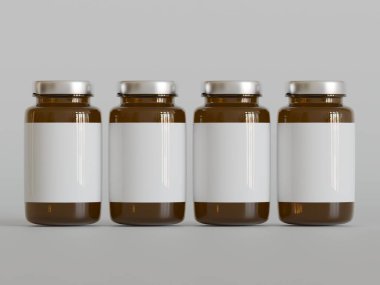 Amber Hapları Şişesi 3D Parlak veya beyaz arka plan