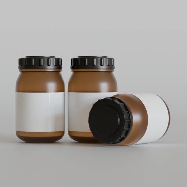 Boş etiketli, yuvarlak takviye malzemeler, güzel ve sağlıklı ürünler için siyah kapaklı ilaç şişesi. Beyaz arka planda gölgeli. Paket tasarımı için hazır