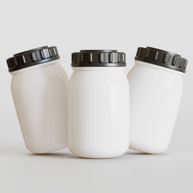 Boş, beyaz, yuvarlak takviyeler. Güzellik ya da sağlıklı ürün için siyah kapaklı ilaç şişesi. Beyaz arka planda gölgeli. Paket tasarımı için hazır