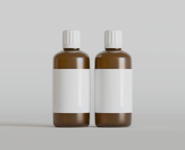 İlaç şişesi model kahverengi renkli gerçekçi canlandırıcı