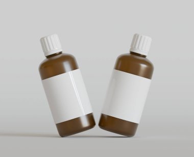 İlaç şişesi model kahverengi renkli gerçekçi canlandırıcı