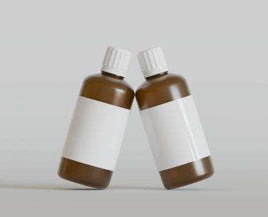 İlaç şişesi model kahverengi renkli gerçekçi canlandırıcı