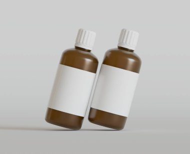 İlaç şişesi model kahverengi renkli gerçekçi canlandırıcı